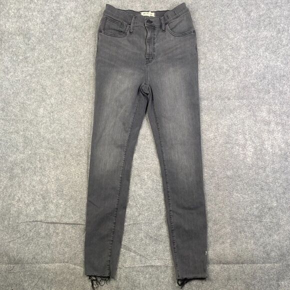 MadeWell 10' HIGH-RISE Skinny Jeans 27 Gray Faded Raw Hem - Picture 1 of 14